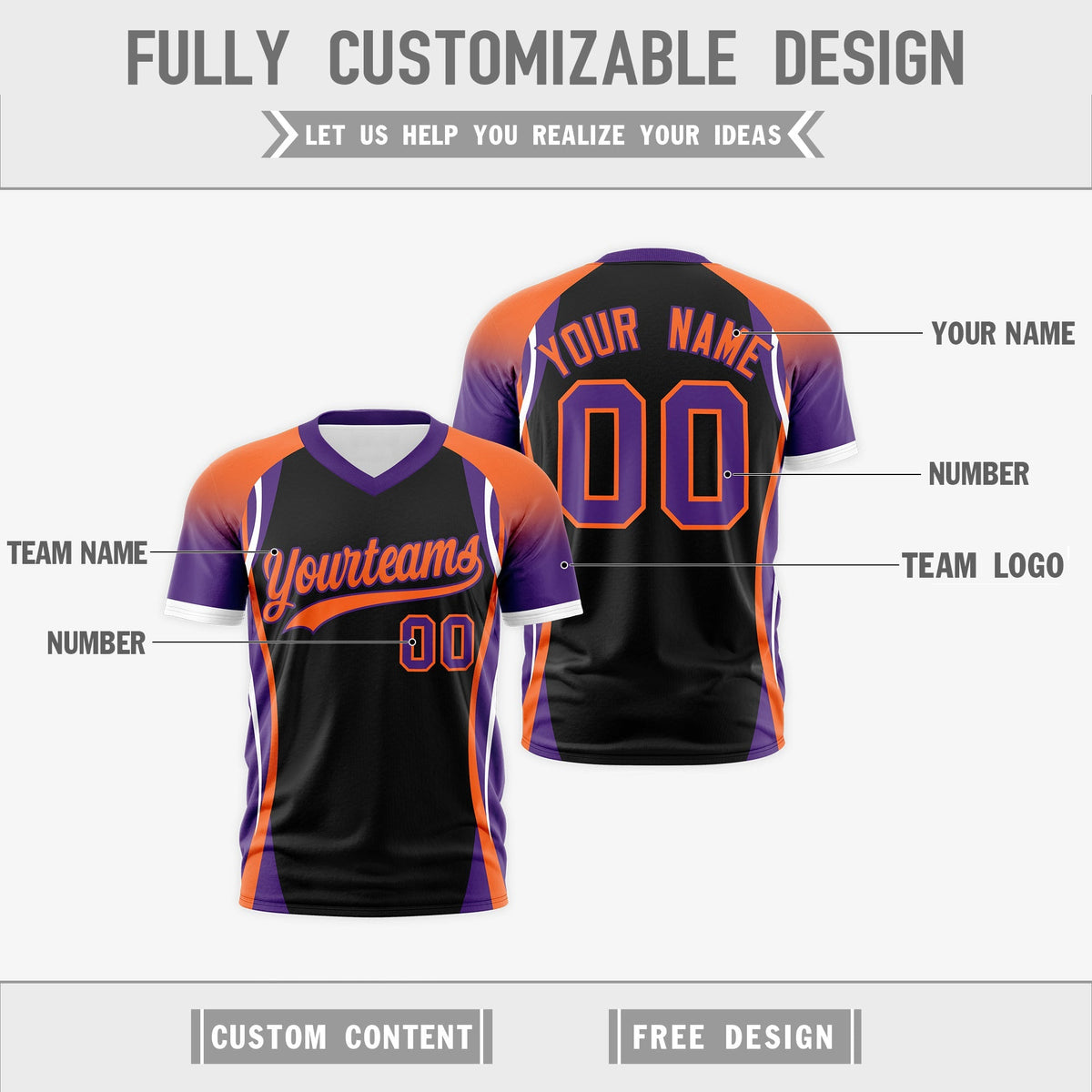 Custom Black Orange Purple Reversible Wrinkle-Resistant T-shirt| KXKSHOP