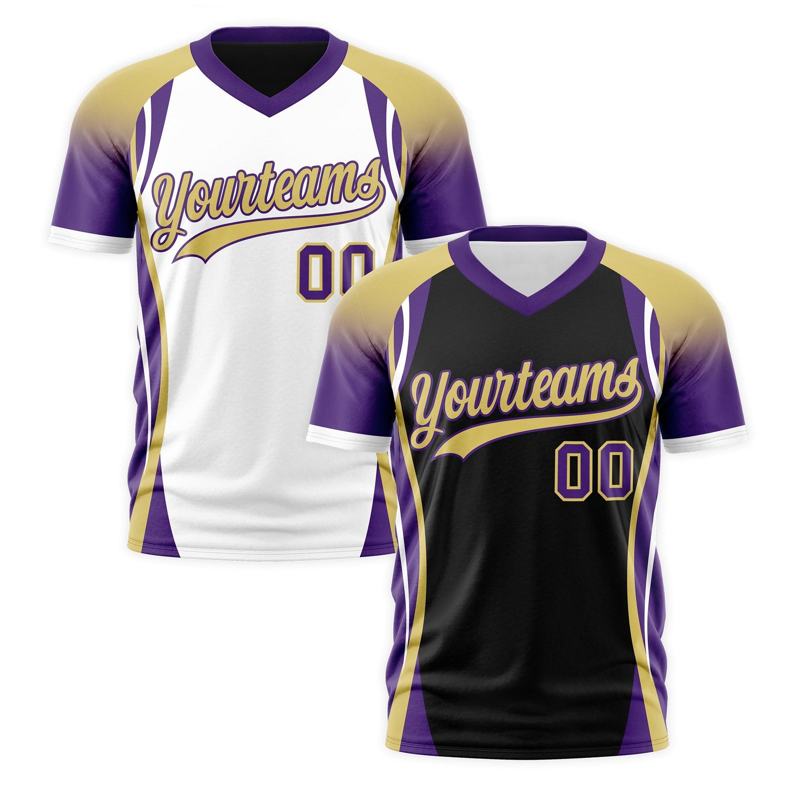 Custom Black Old Gold Purple Reversible Breathable T-shirt| KXKSHOP