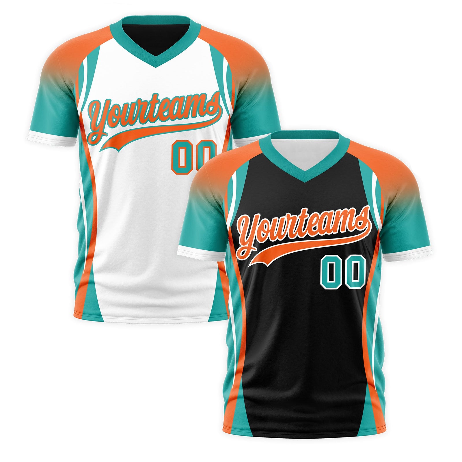 Custom Black Orange Aqua Reversible Wrinkle-Resistant T-shirt| KXKSHOP