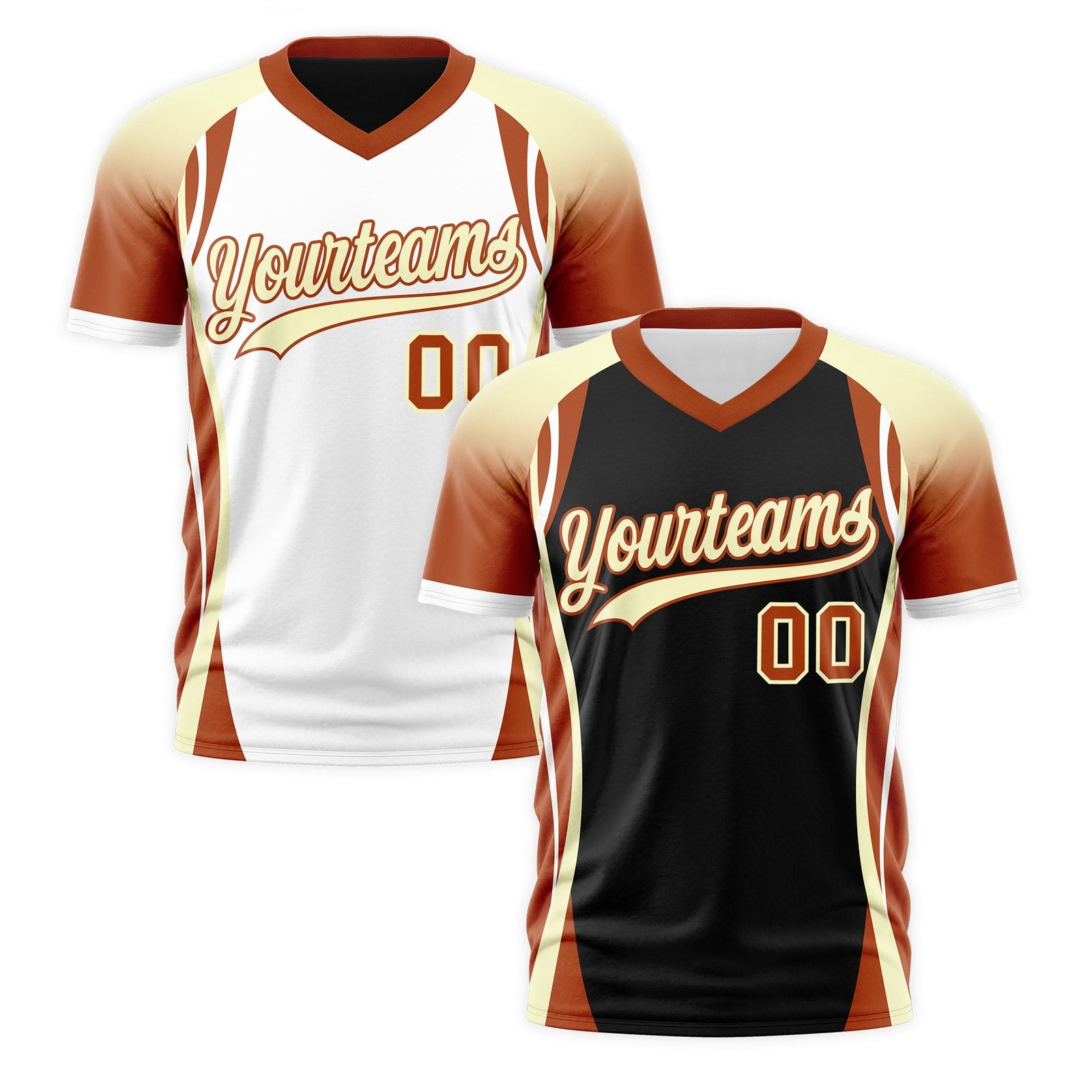 Custom Black Cream Dark Orange Reversible Breathable T-shirt| KXKSHOP