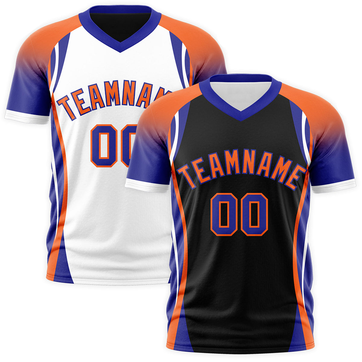 Custom Black Orange Royal Blue Reversible Wrinkle-Resistant T-shirt| KXKSHOP