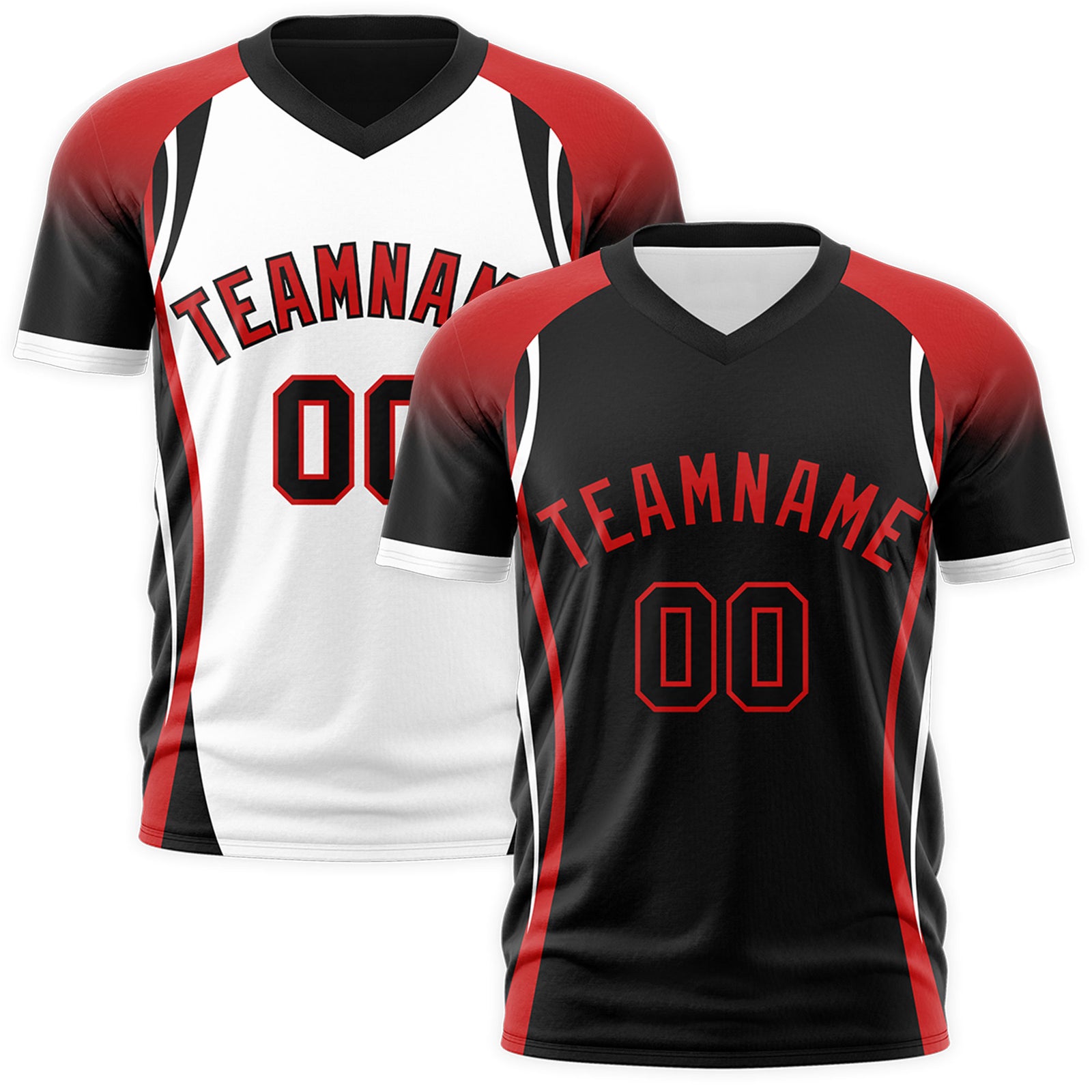 Custom Black Red White Reversible Wrinkle-Resistant T-shirt| KXKSHOP