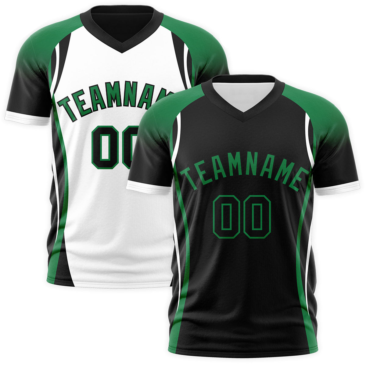 Custom Black Kelly Green White Reversible Breathable T-shirt| KXKSHOP