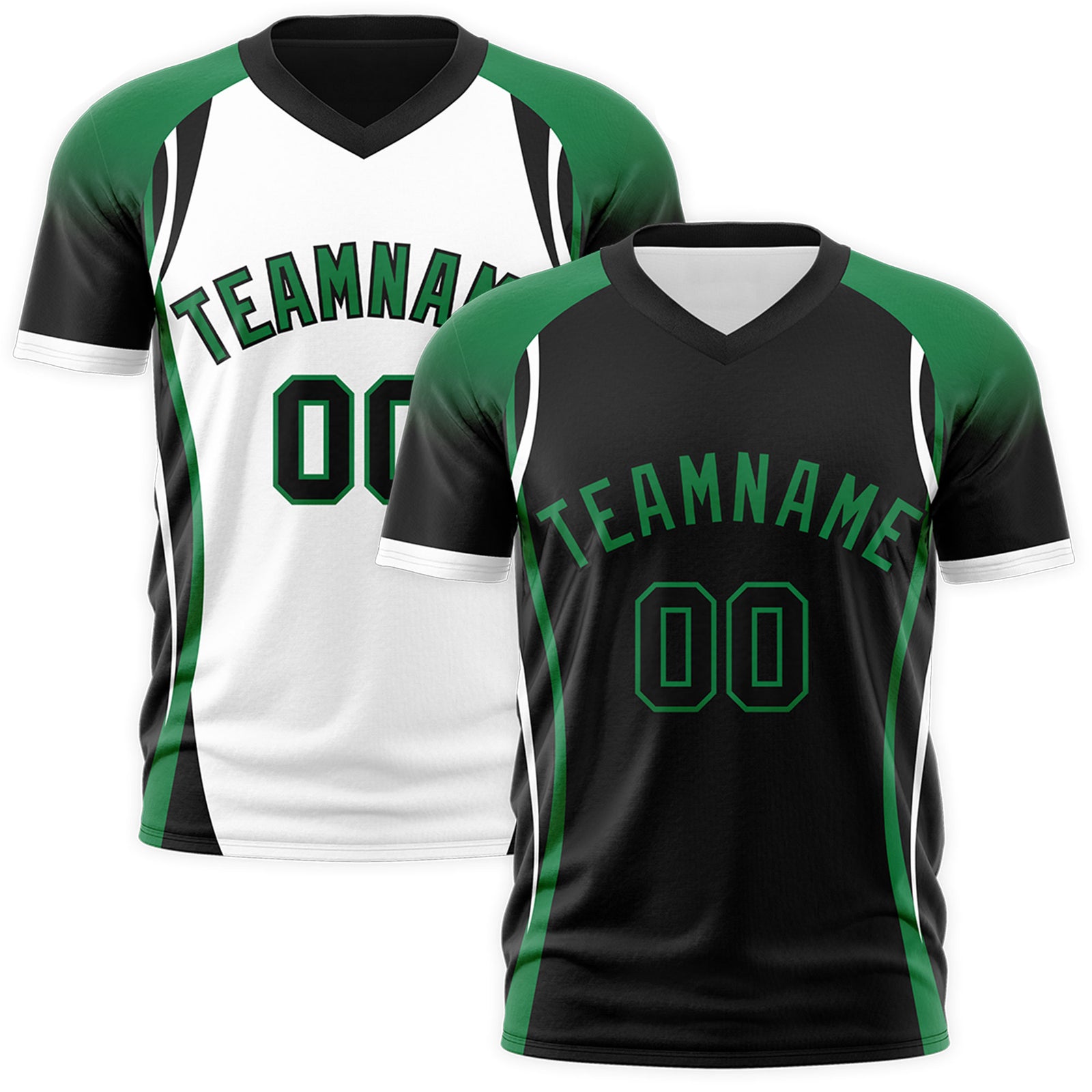 Custom Black Kelly Green White Reversible Breathable T-shirt| KXKSHOP