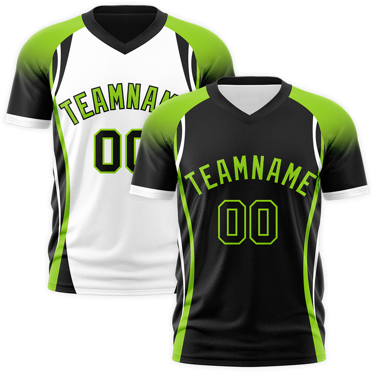 Custom Black Neon Green White Reversible Wrinkle-Resistant T-shirt| KXKSHOP