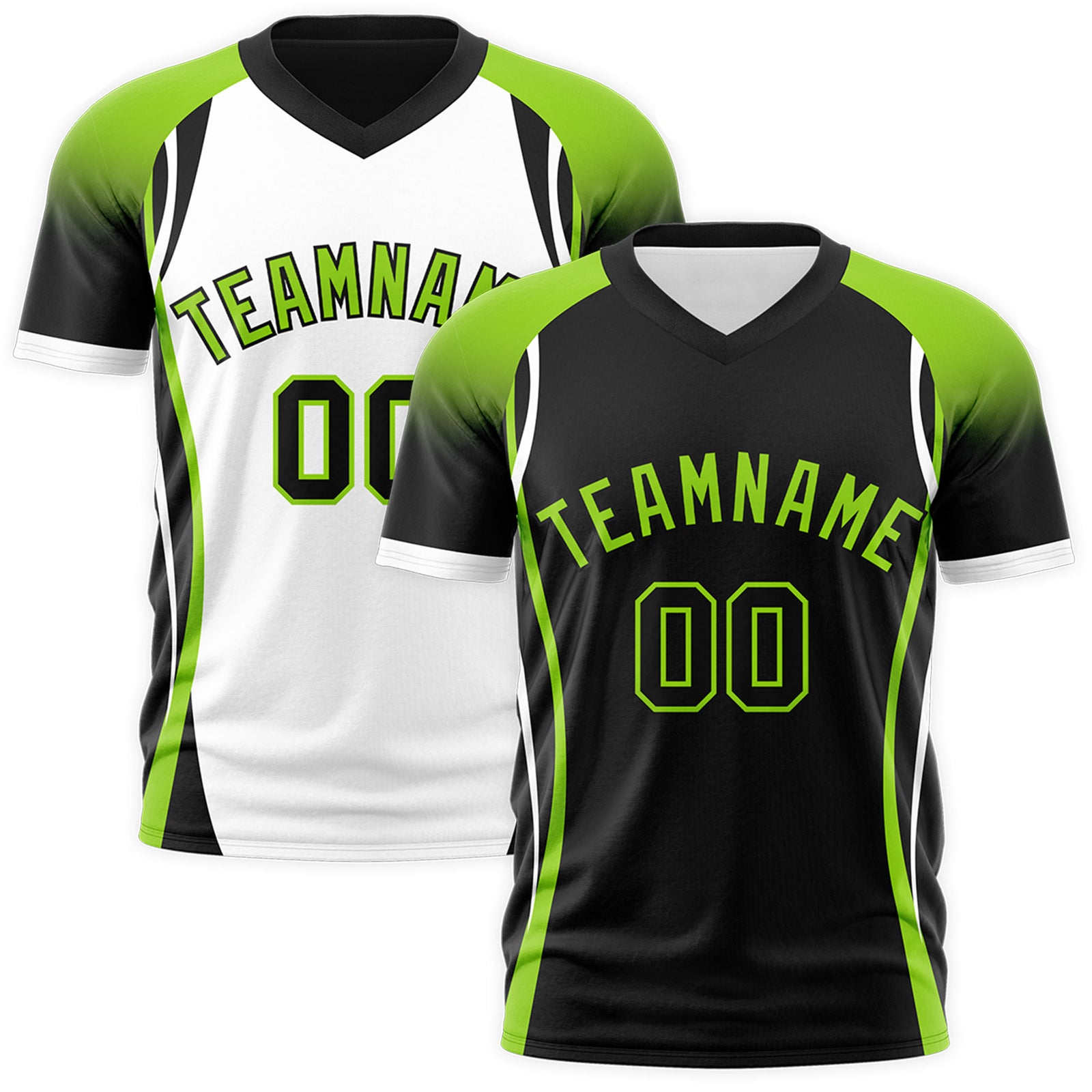Custom Black Neon Green White Reversible Wrinkle-Resistant T-shirt| KXKSHOP