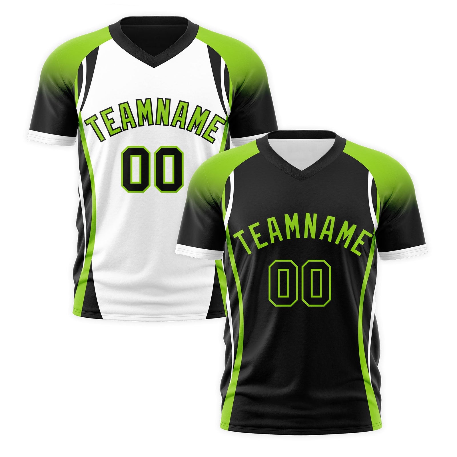 Custom Black Neon Green White Reversible Wrinkle-Resistant T-shirt| KXKSHOP
