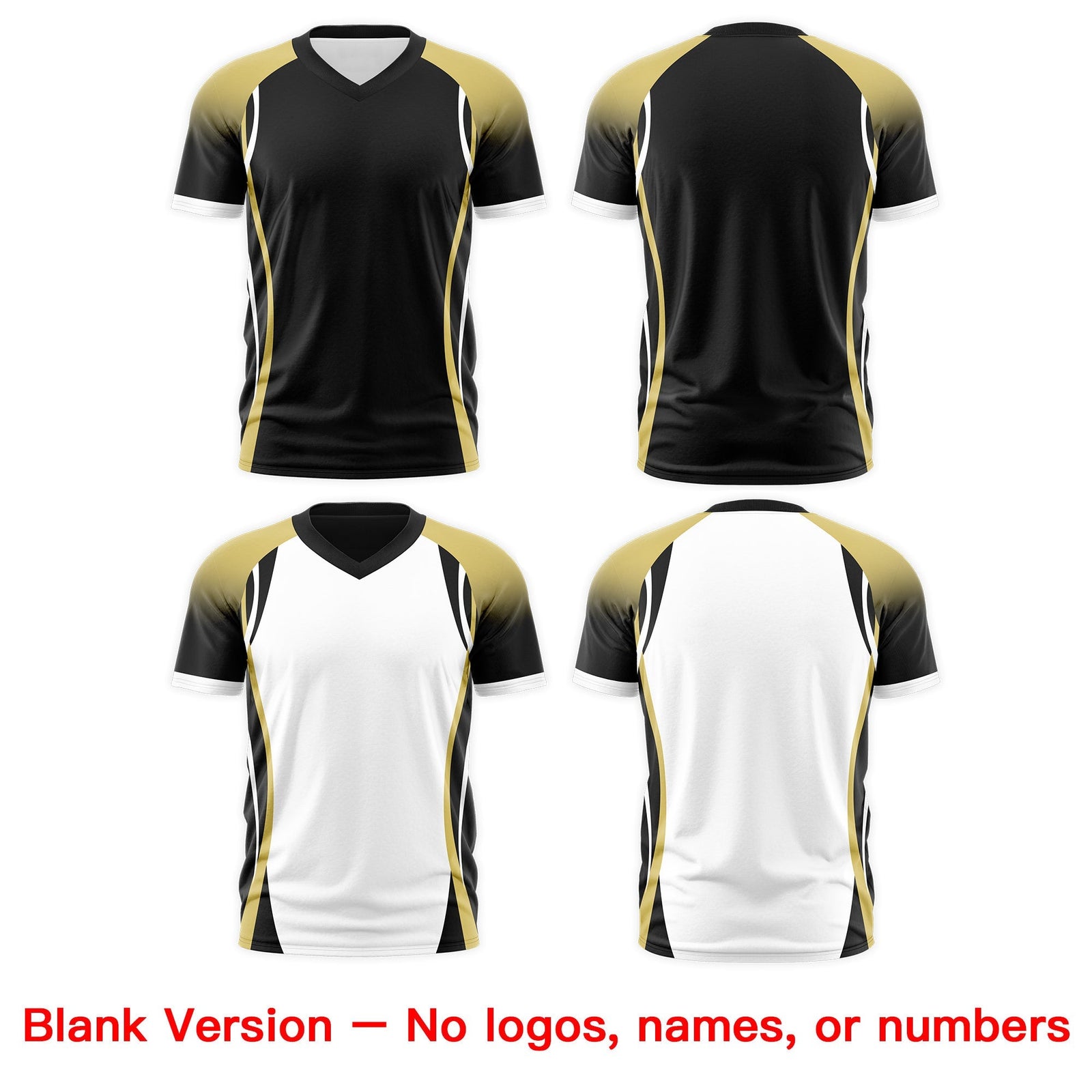 Custom Black Old Gold White Reversible Wrinkle-Resistant T-shirt| KXKSHOP