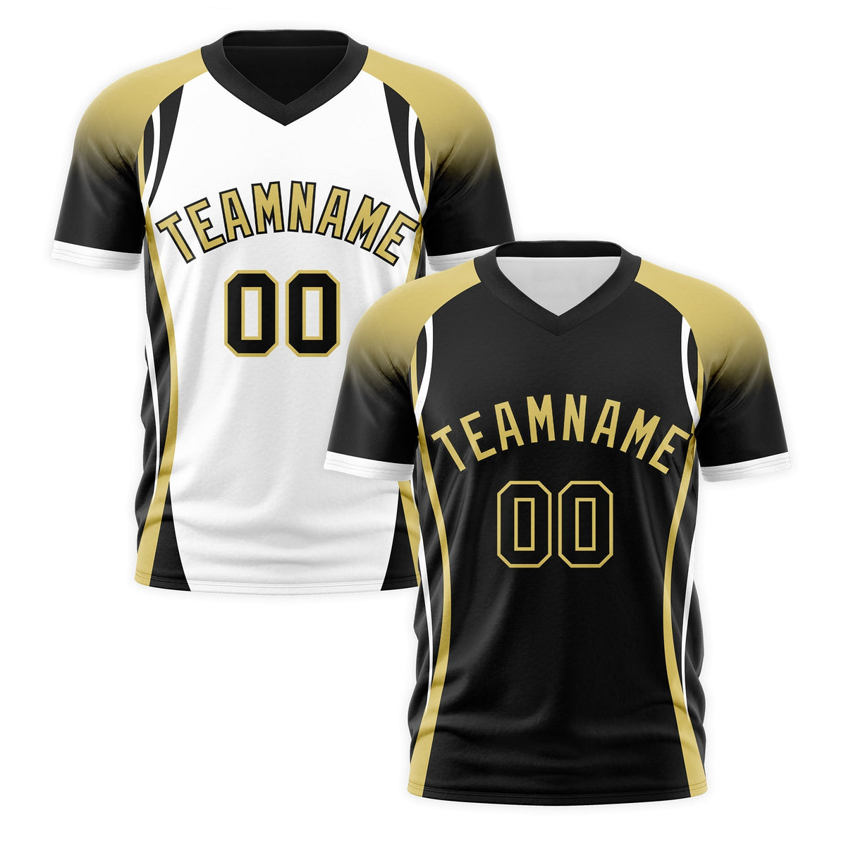 Custom Black Old Gold White Reversible Wrinkle-Resistant T-shirt| KXKSHOP