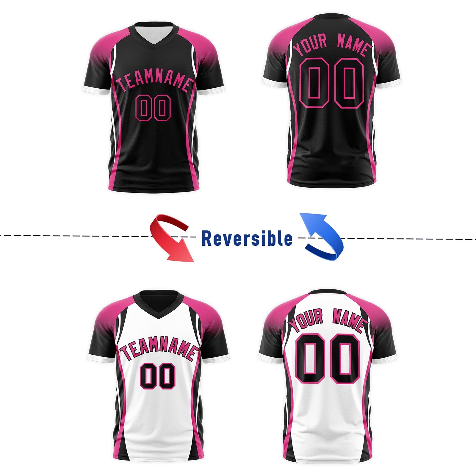 Custom Black Pink White Reversible Breathable T-shirt| KXKSHOP