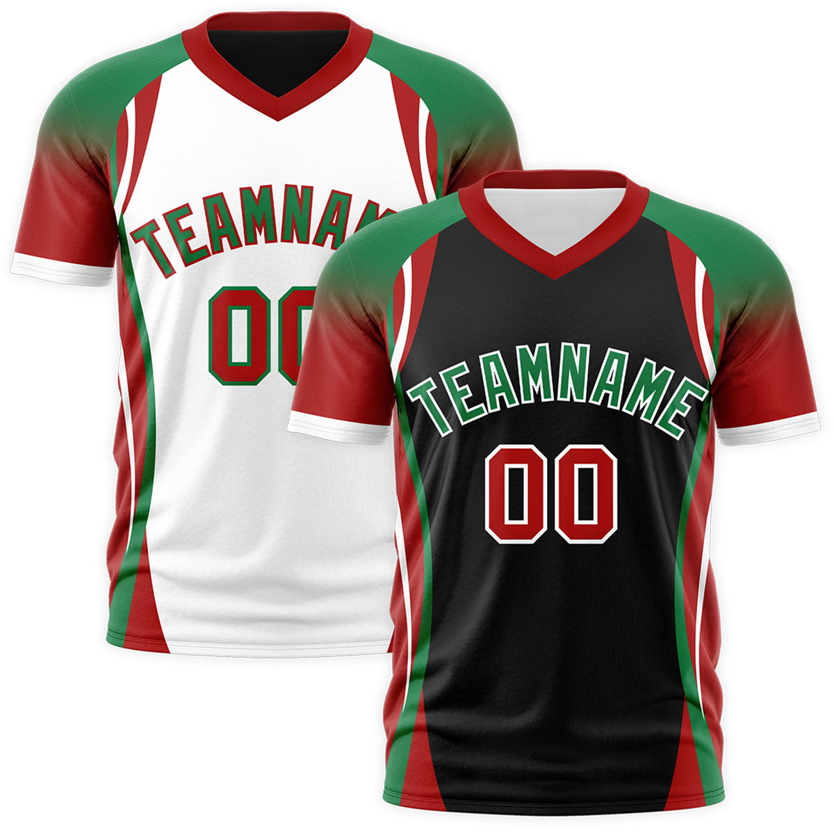 Custom Black Kelly Green Red Reversible Wrinkle-Resistant T-shirt| KXKSHOP
