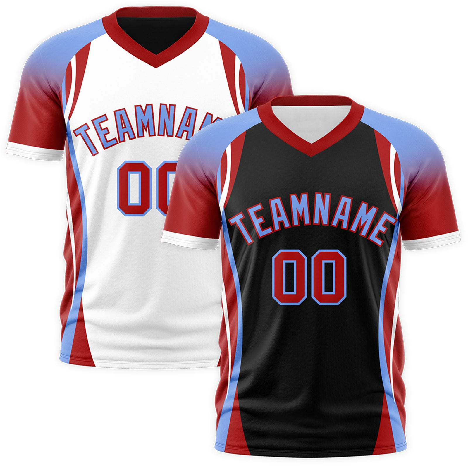 Custom Black Light Blue Red Reversible Breathable T-shirt| KXKSHOP