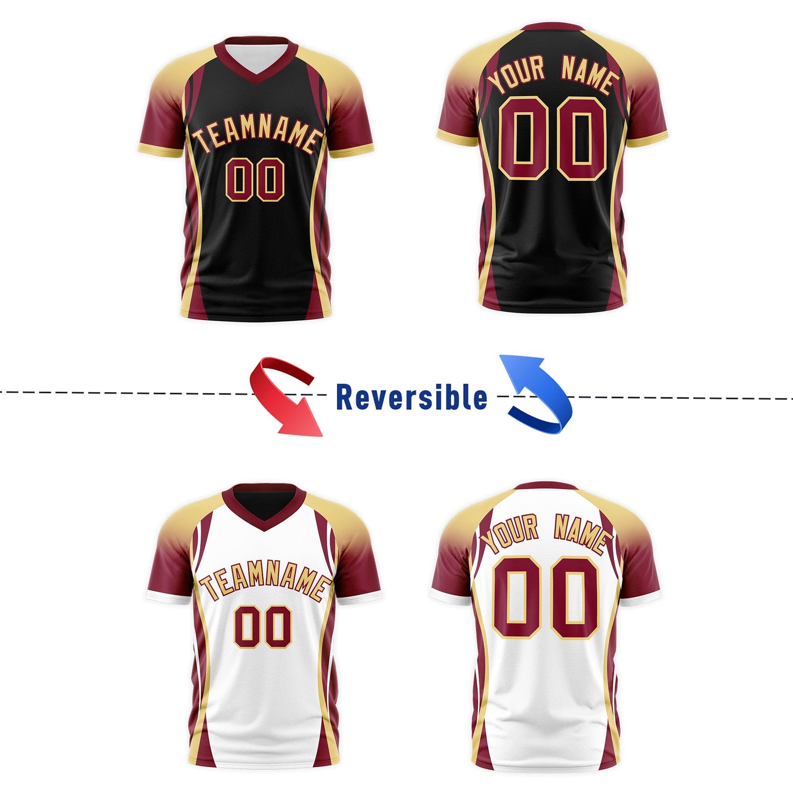 Custom Black Khaki Crimson Reversible Breathable T-shirt| KXKSHOP