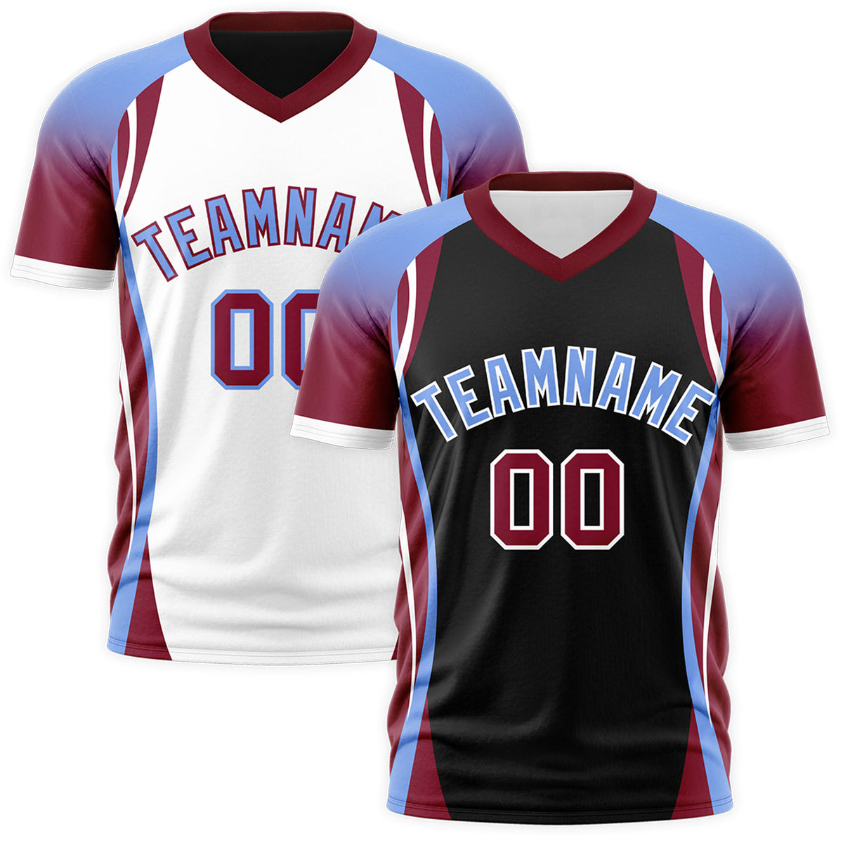 Custom Black Light Blue Crimson Reversible Breathable T-shirt| KXKSHOP