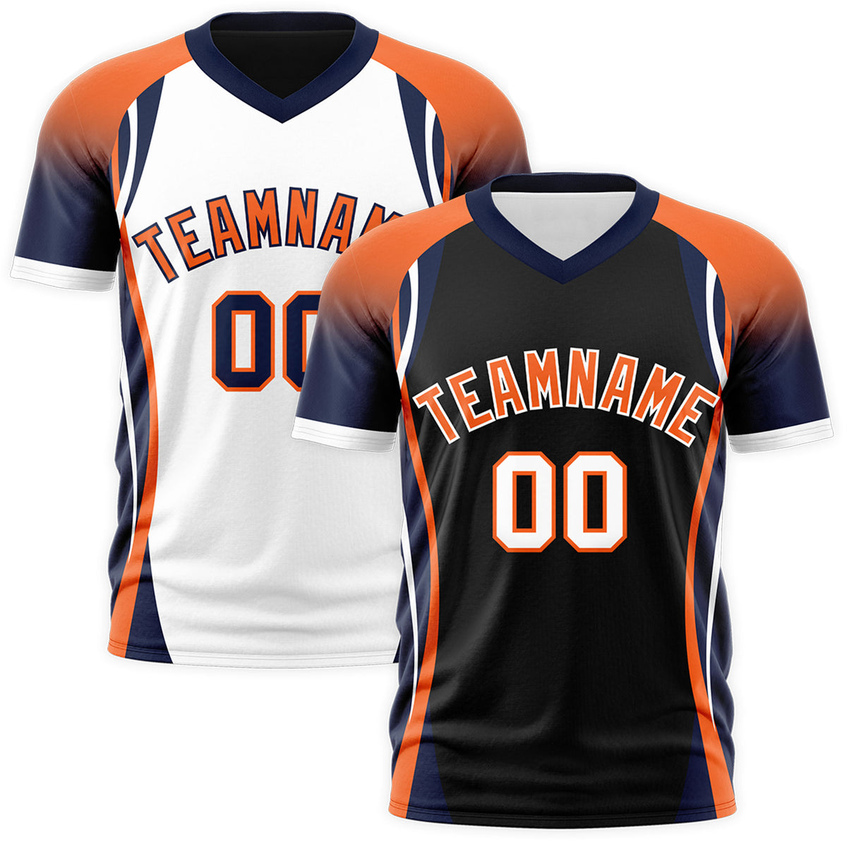 Custom Black Orange Navy Reversible Wrinkle-Resistant T-shirt| KXKSHOP