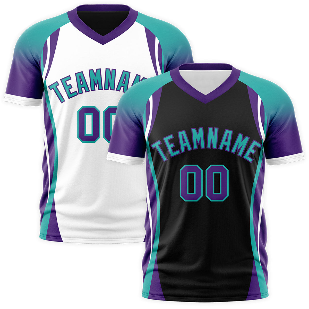Custom Black Aqua Purple Reversible Wrinkle-Resistant T-shirt| KXKSHOP