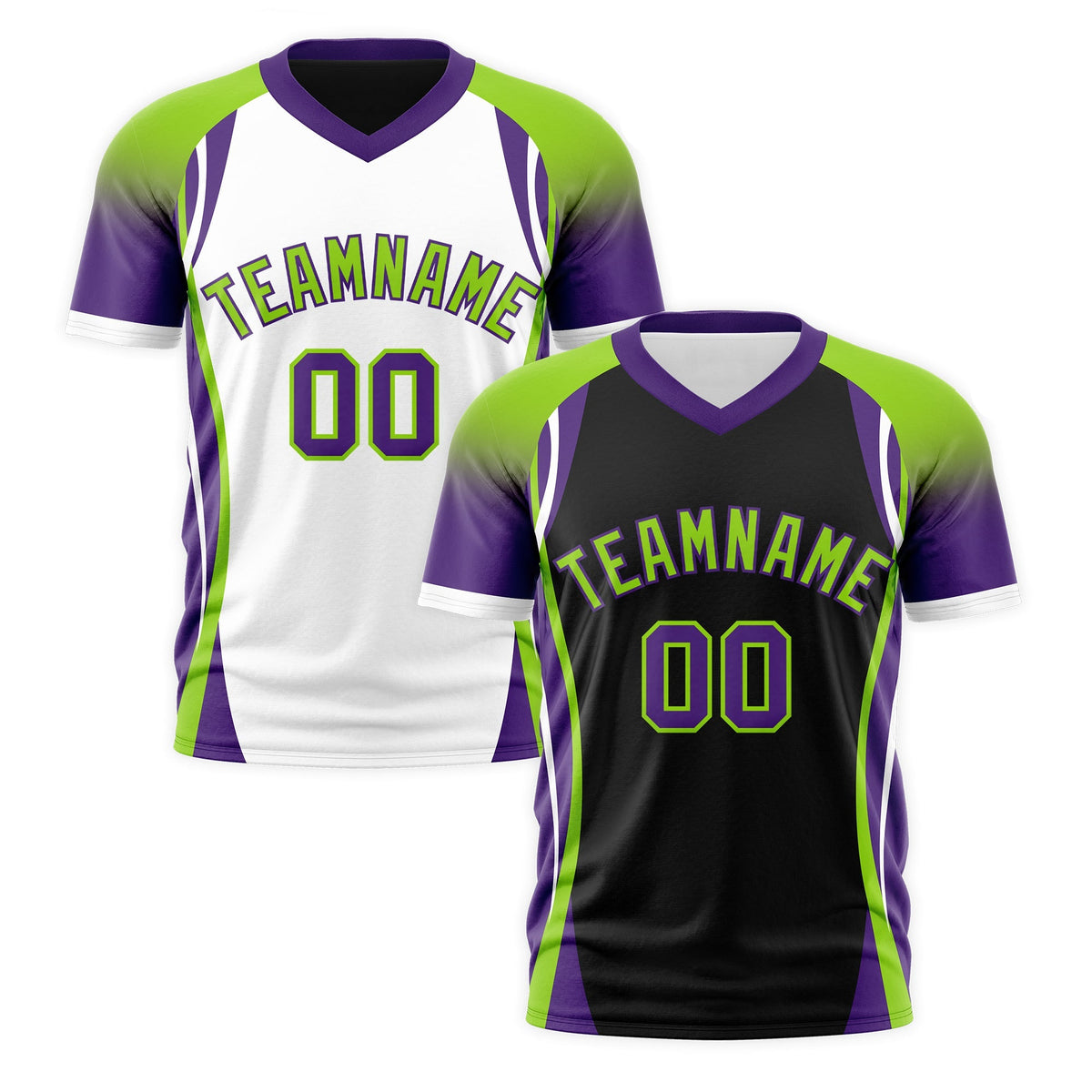 Custom Black Neon Green Purple Reversible Breathable T-shirt| KXKSHOP