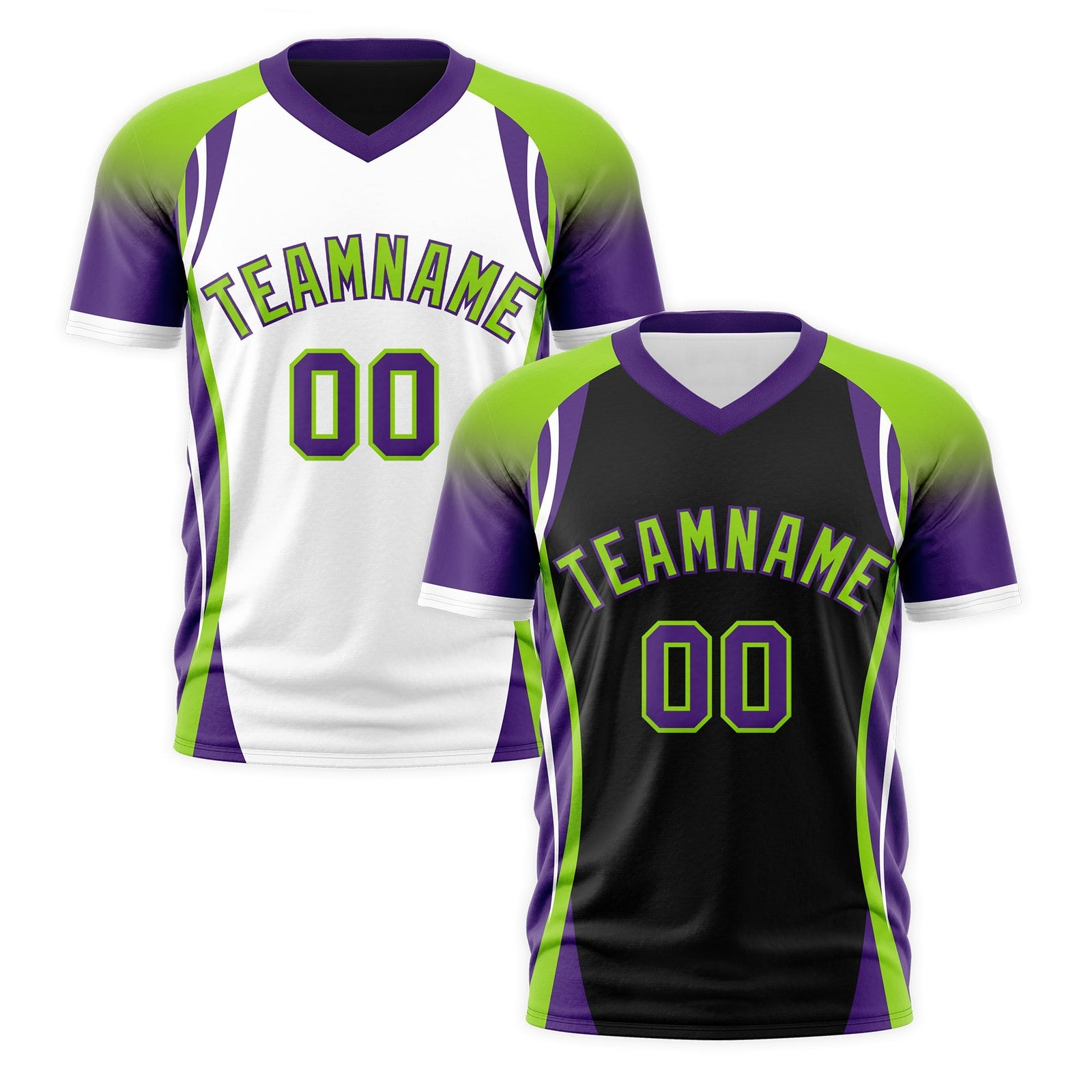 Custom Black Neon Green Purple Reversible Breathable T-shirt| KXKSHOP