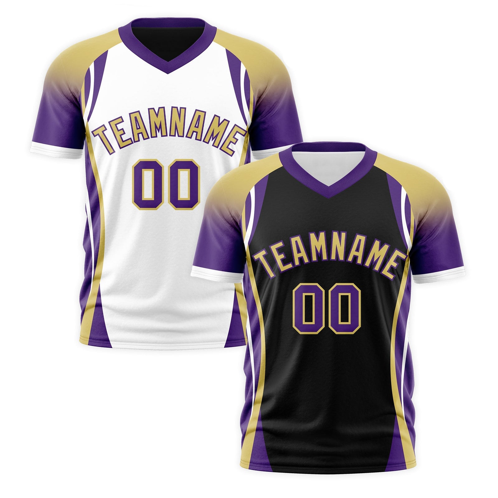 Custom Black Old Gold Purple Reversible Breathable T-shirt| KXKSHOP