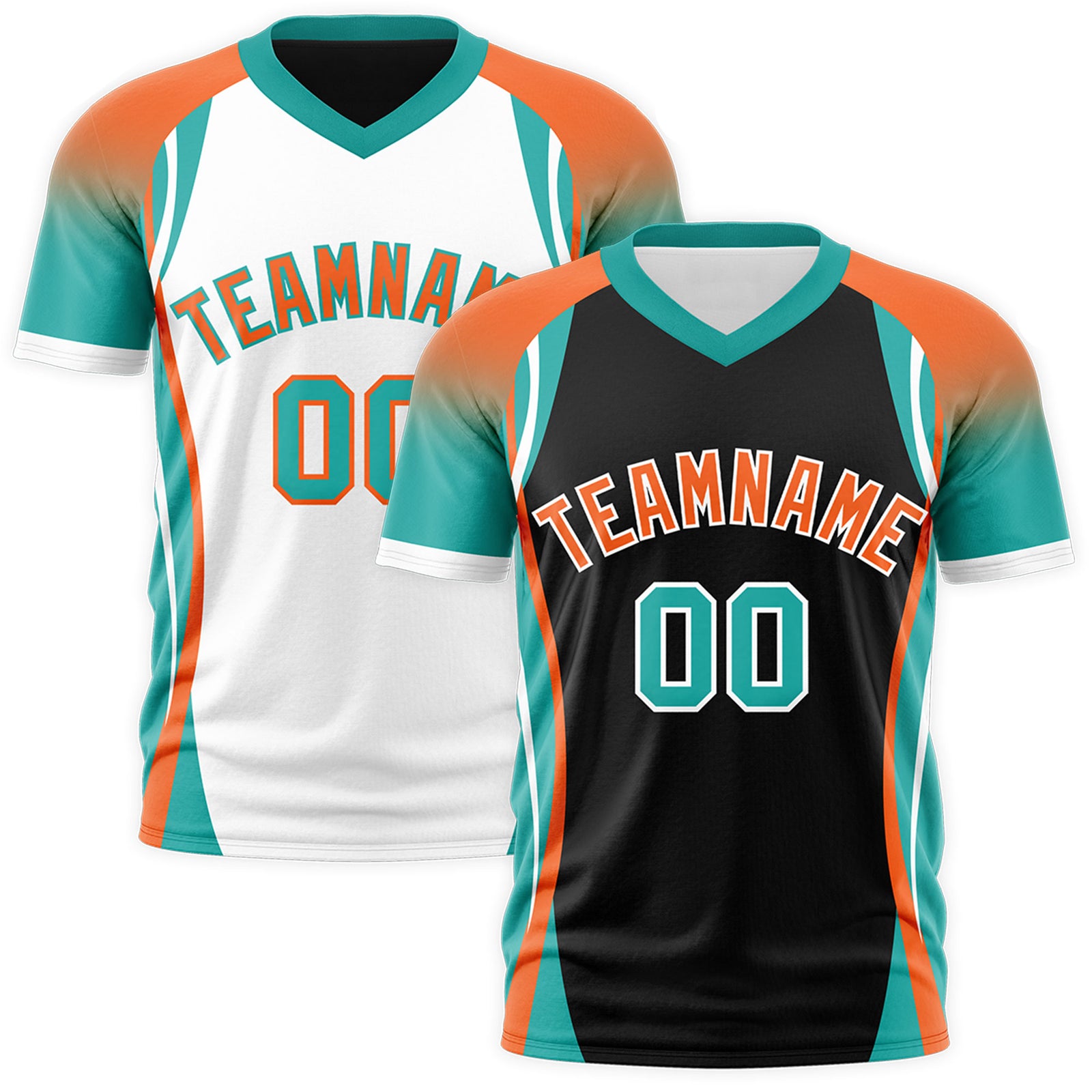Custom Black Orange Aqua Reversible Wrinkle-Resistant T-shirt| KXKSHOP