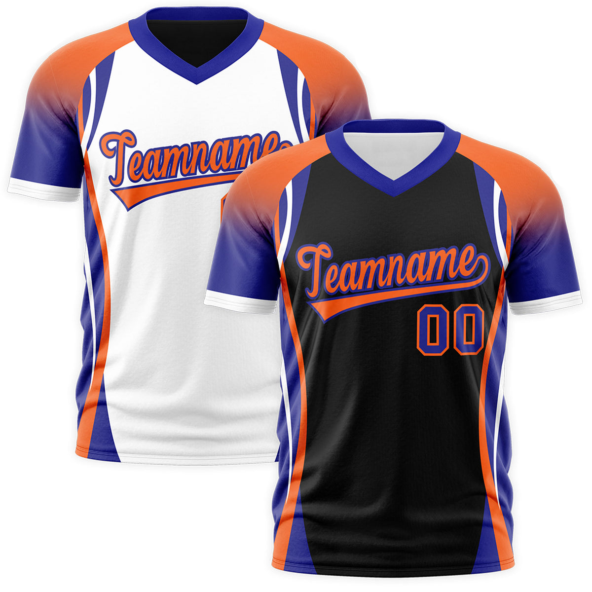 Custom Black Orange Royal Blue Reversible Wrinkle-Resistant T-shirt| KXKSHOP