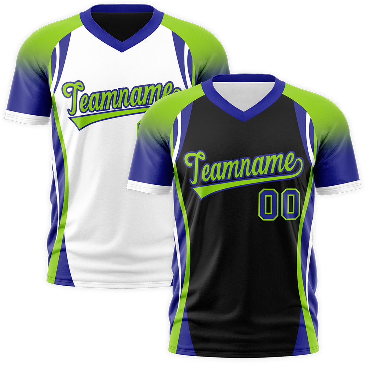 Custom Black Neon Green Royal Blue Reversible Breathable T-shirt| KXKSHOP