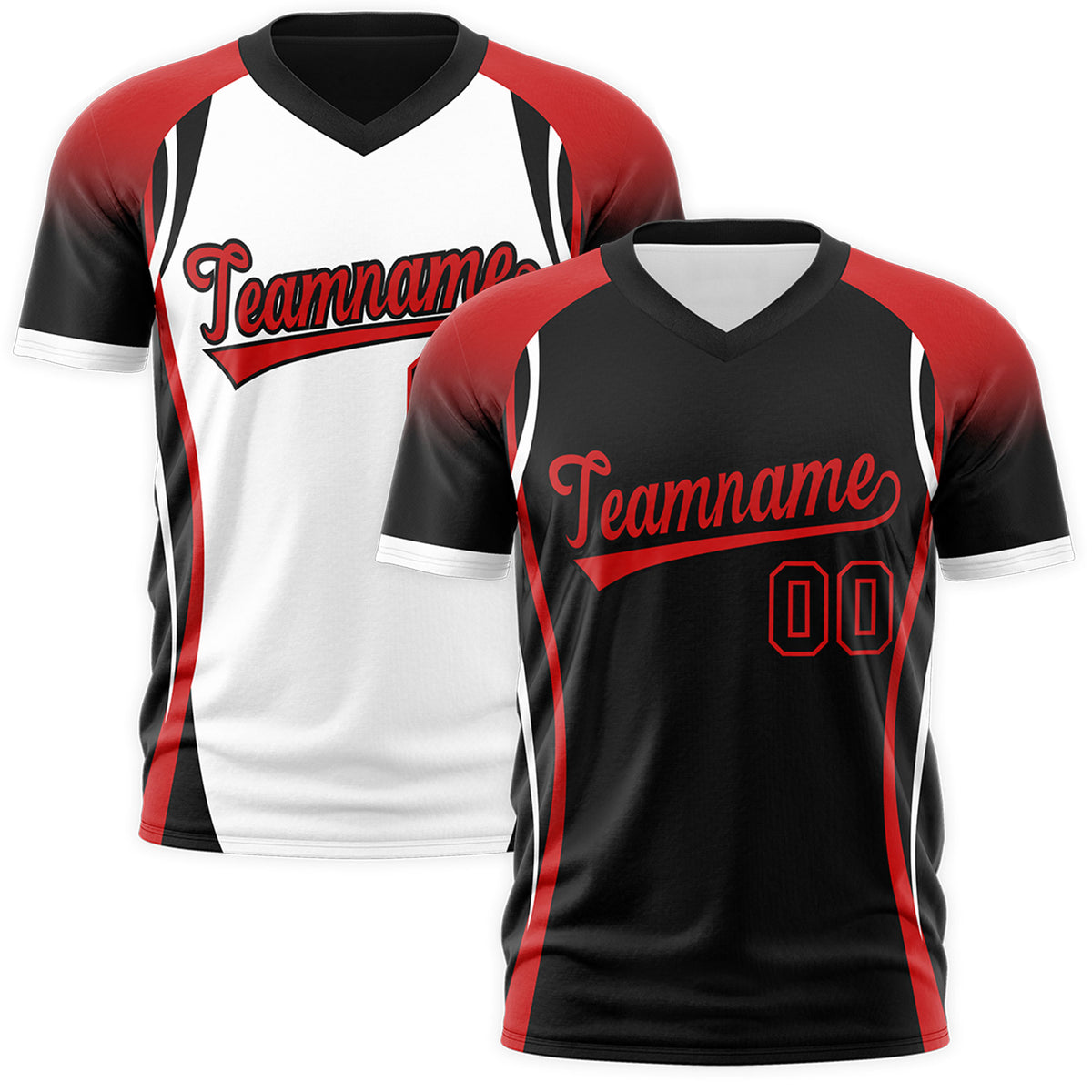 Custom Black Red White Reversible Wrinkle-Resistant T-shirt| KXKSHOP