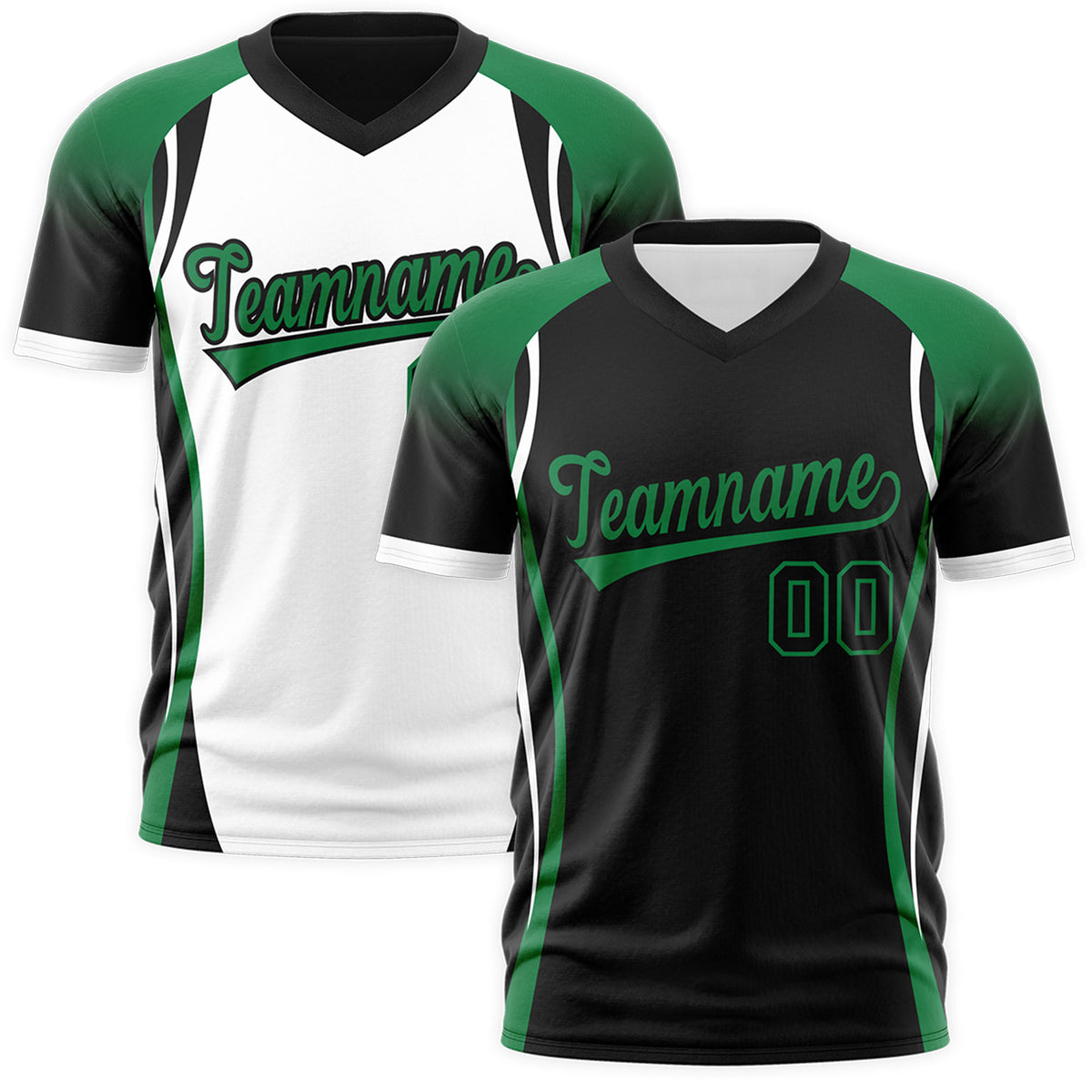 Custom Black Kelly Green White Reversible Breathable T-shirt| KXKSHOP
