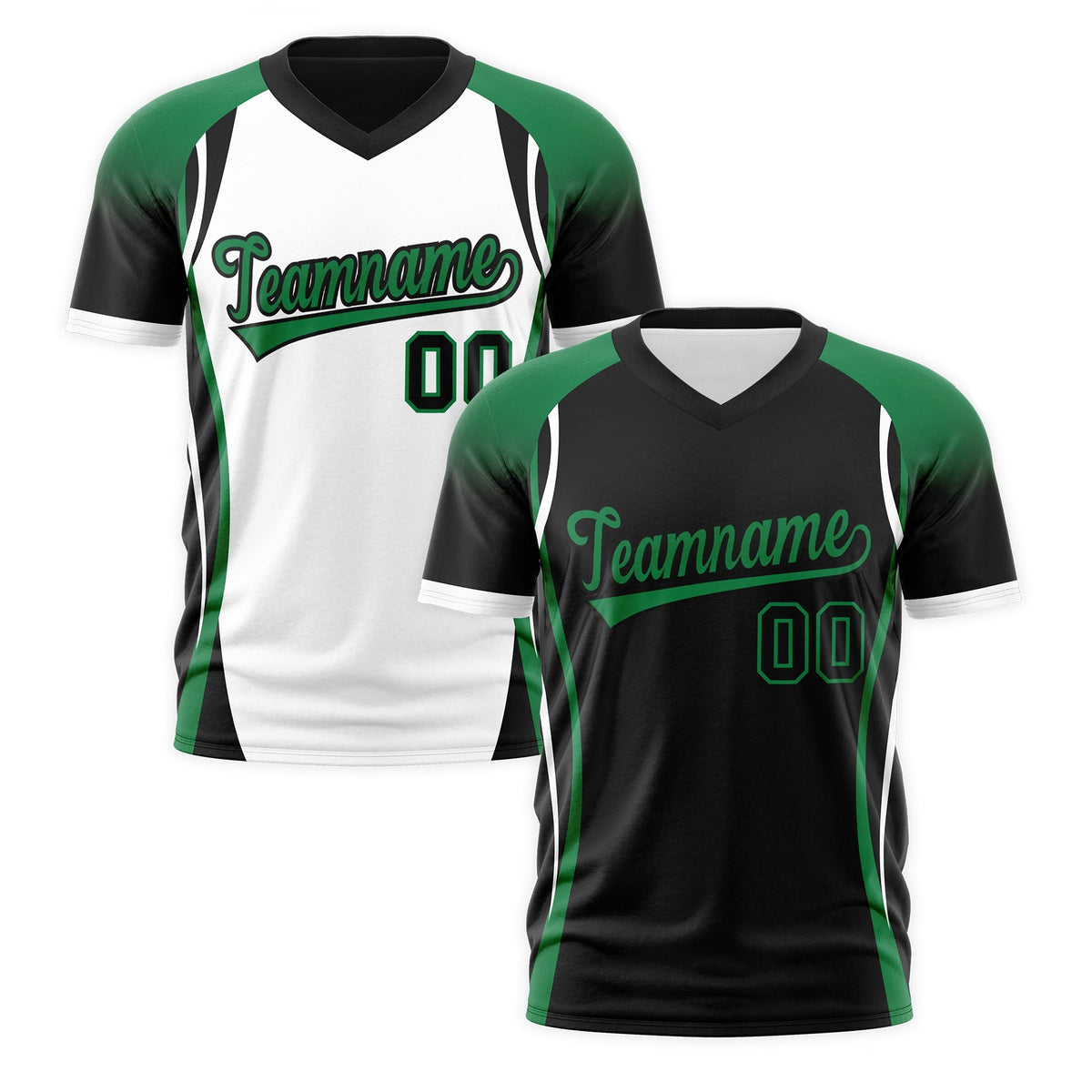 Custom Black Kelly Green White Reversible Breathable T-shirt| KXKSHOP