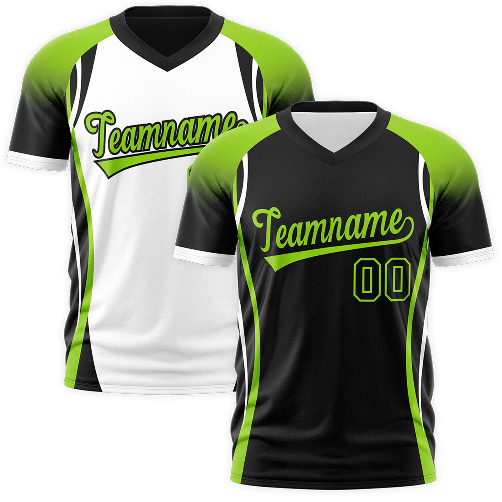 Custom Black Neon Green White Reversible Wrinkle-Resistant T-shirt| KXKSHOP