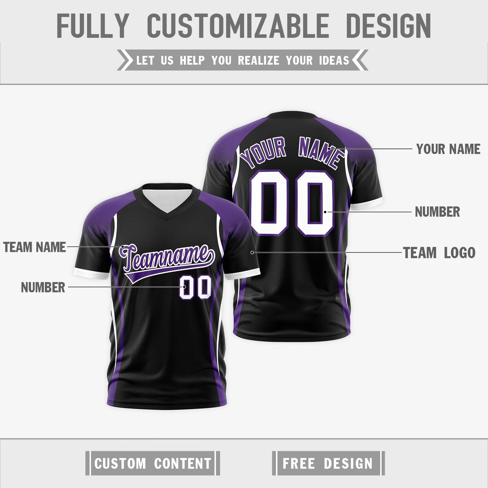 Custom Black Purple White Reversible Wrinkle-Resistant T-shirt| KXKSHOP