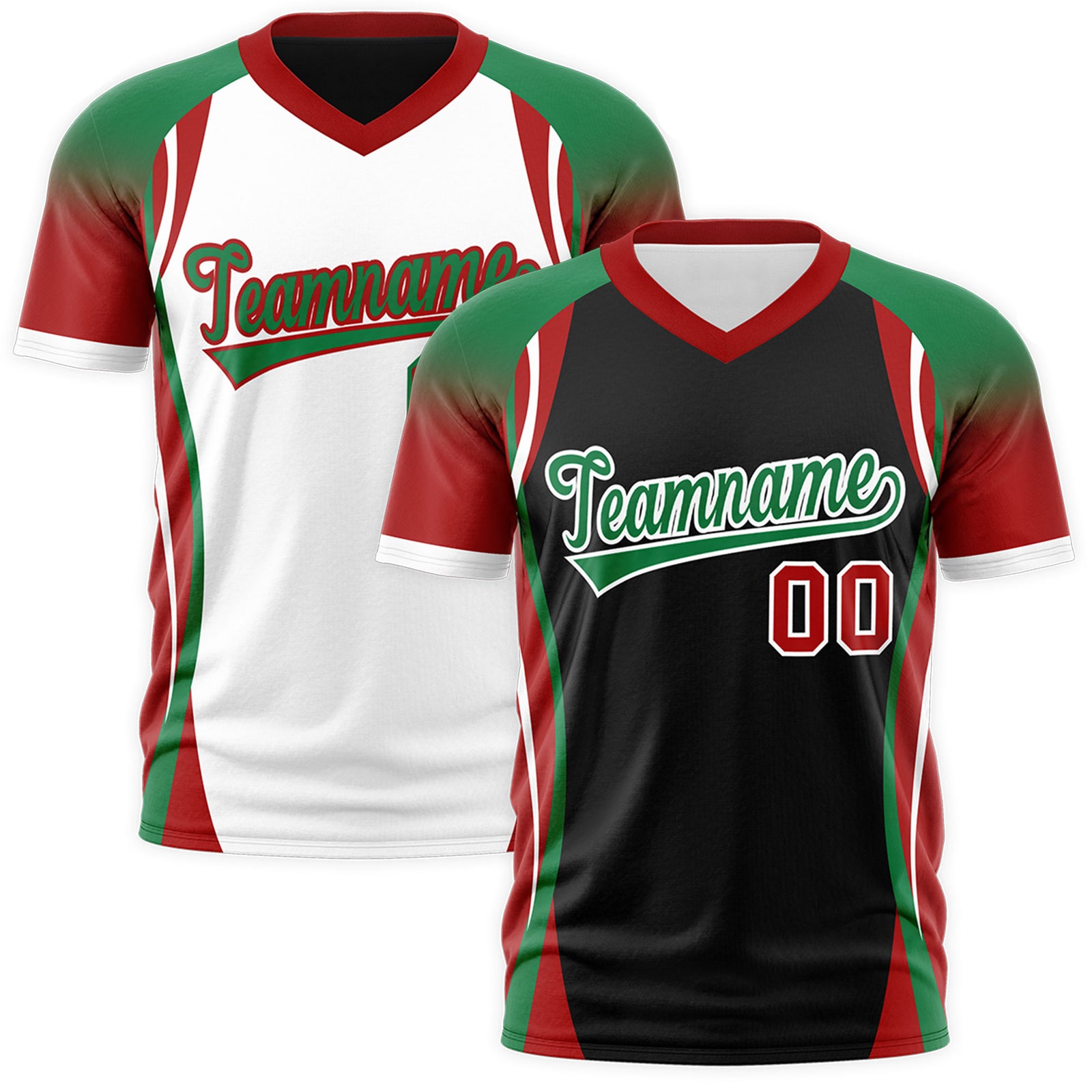 Custom Black Kelly Green Red Reversible Wrinkle-Resistant T-shirt| KXKSHOP