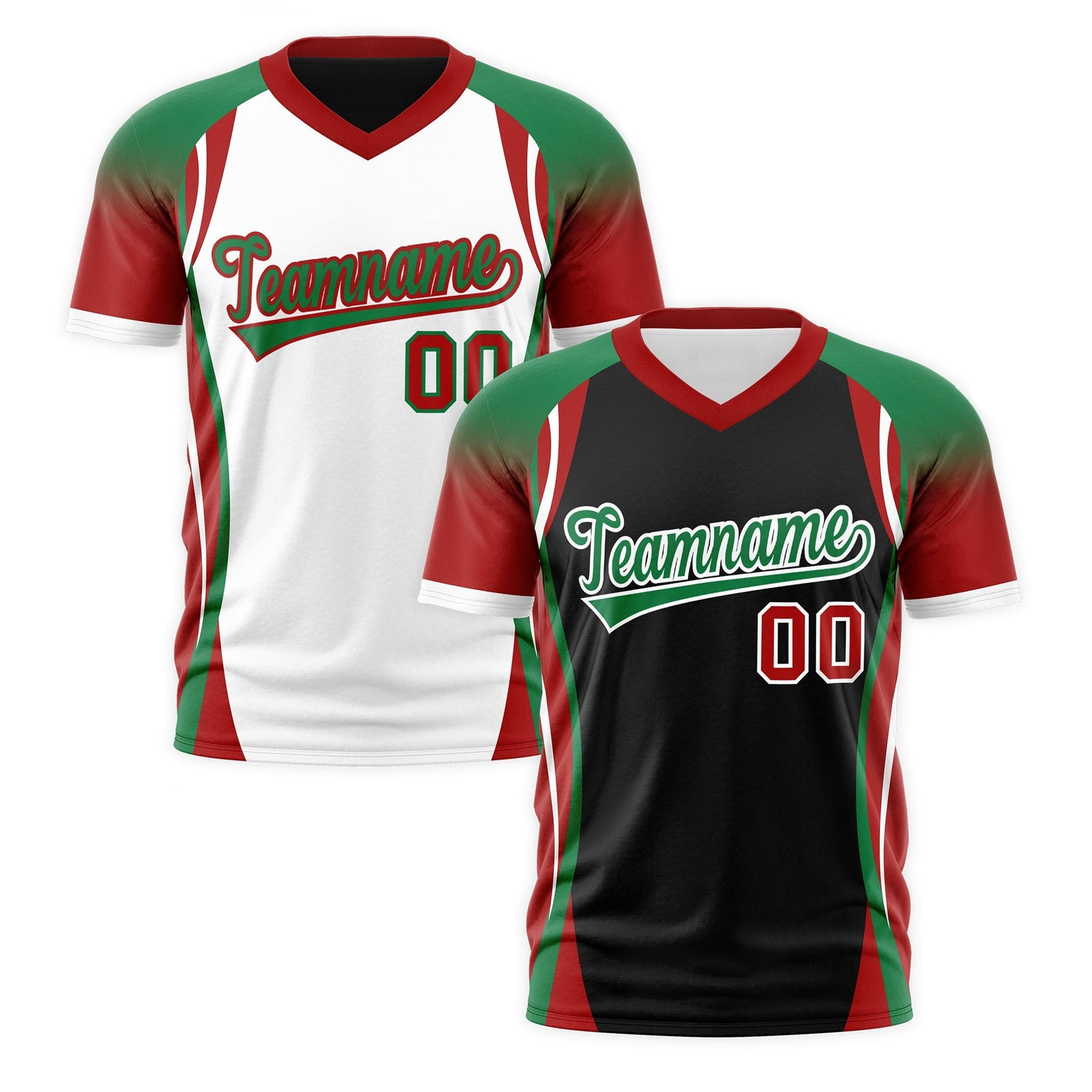 Custom Black Kelly Green Red Reversible Wrinkle-Resistant T-shirt| KXKSHOP