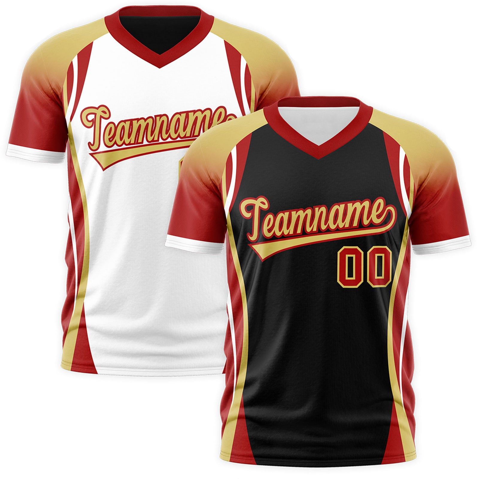 Custom Black Old Gold Red Reversible Breathable T-shirt| KXKSHOP