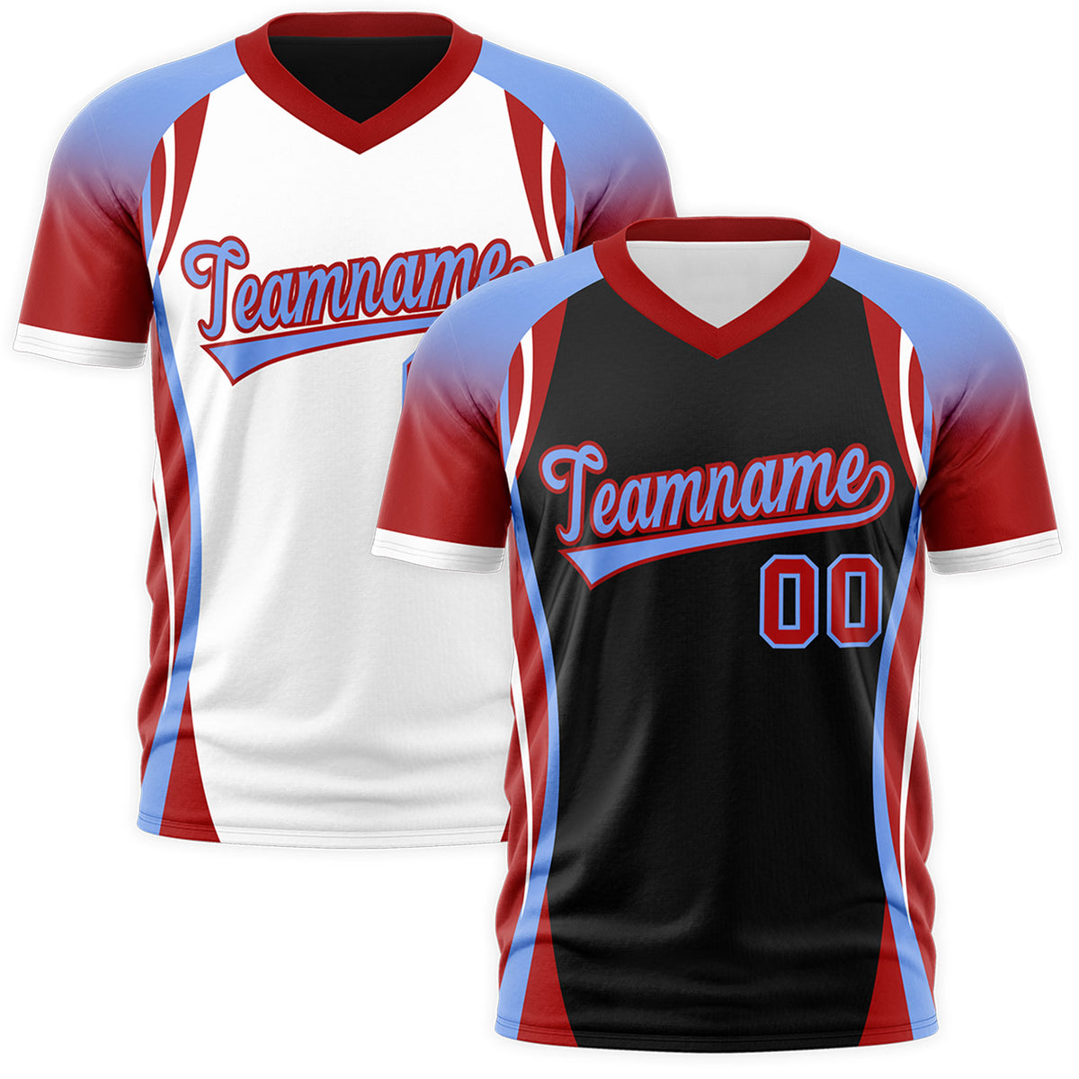 Custom Black Light Blue Red Reversible Breathable T-shirt| KXKSHOP