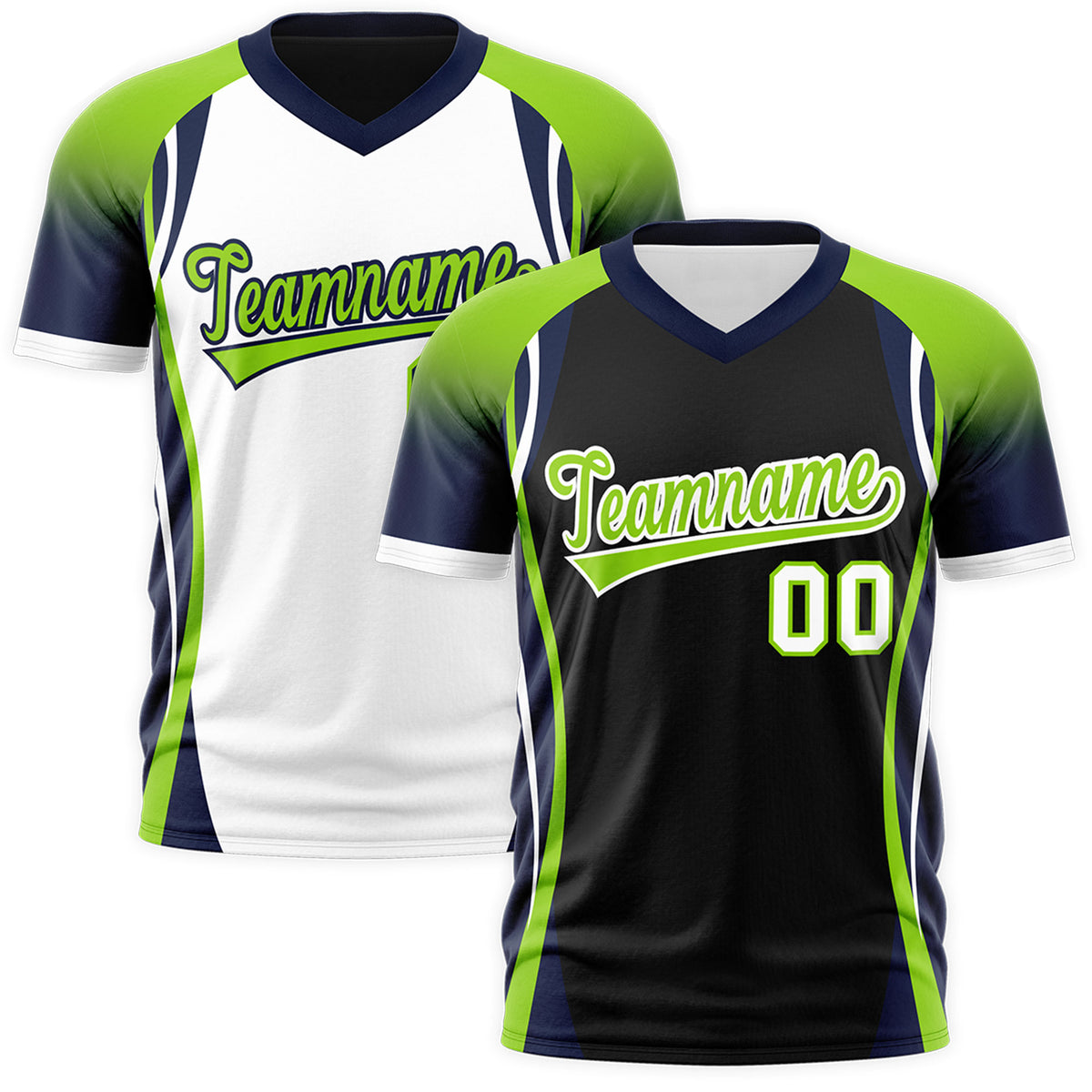 Custom Black Neon Green Navy Reversible Breathable T-shirt| KXKSHOP