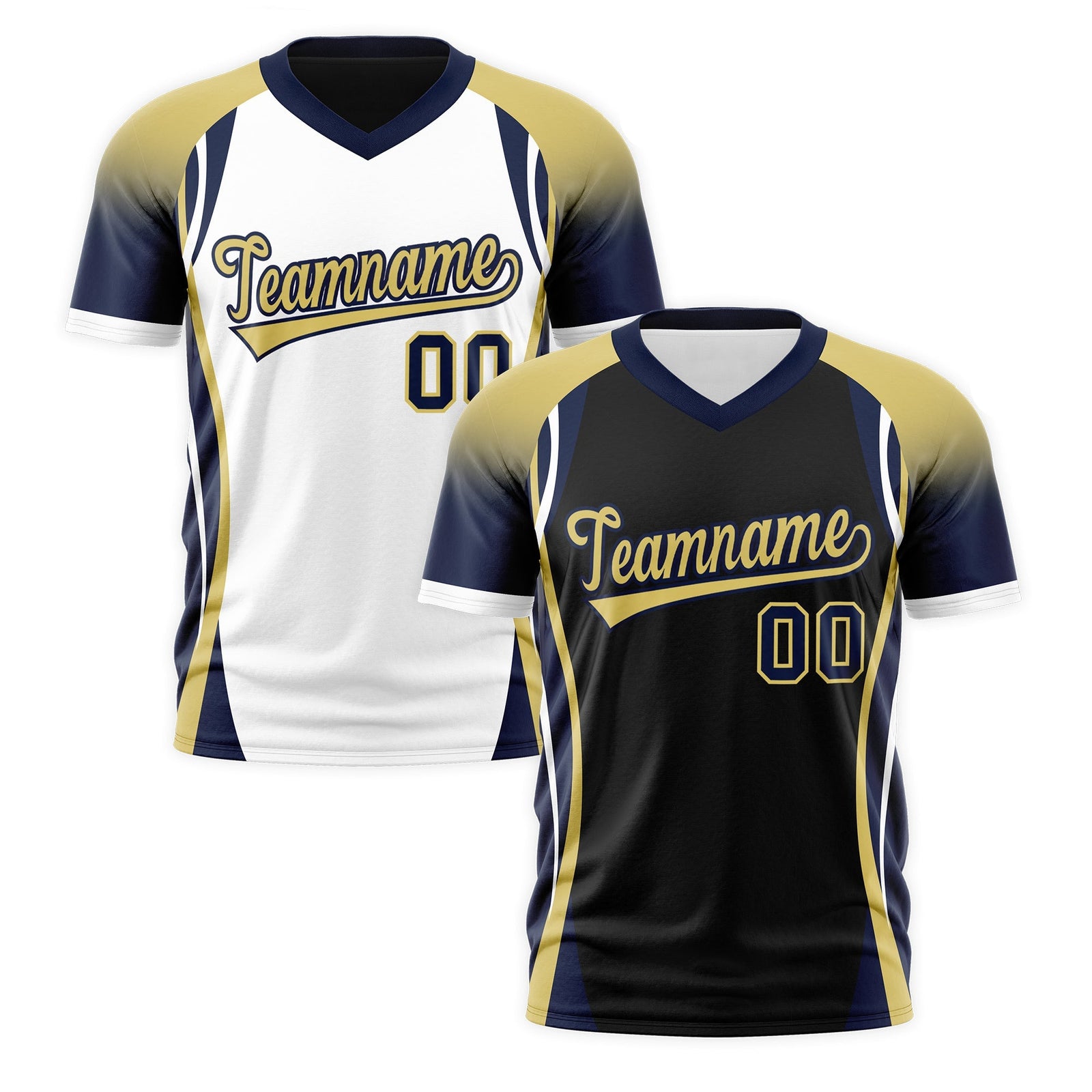 Custom Black Old Gold Navy Reversible Wrinkle-Resistant T-shirt| KXKSHOP