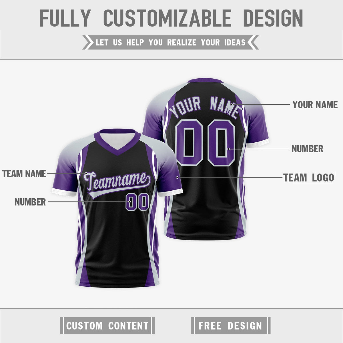Custom Black Gray Purple Reversible Breathable T-shirt| KXKSHOP