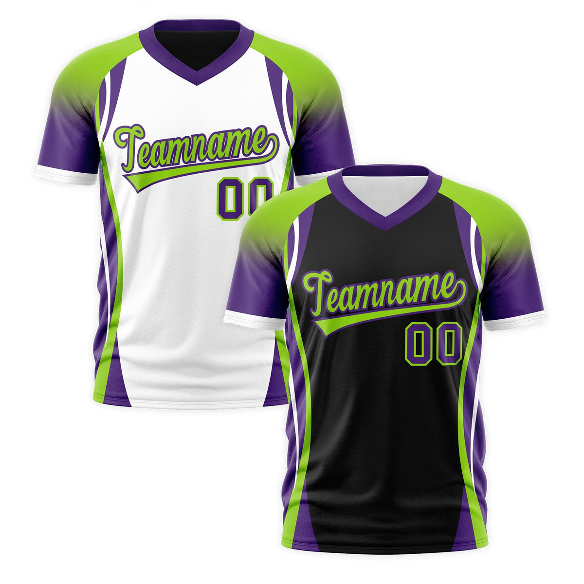 Custom Black Neon Green Purple Reversible Breathable T-shirt| KXKSHOP