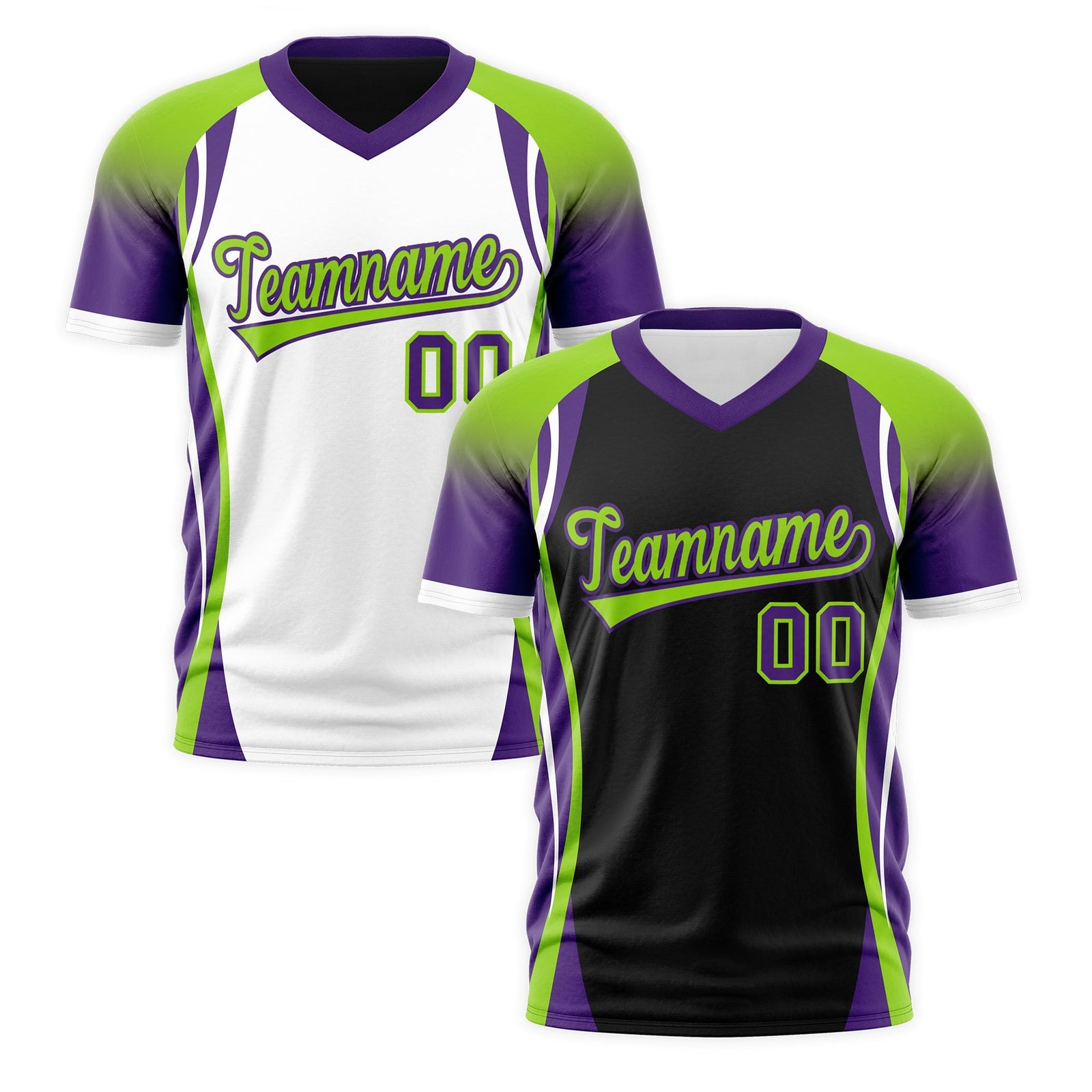 Custom Black Neon Green Purple Reversible Breathable T-shirt| KXKSHOP