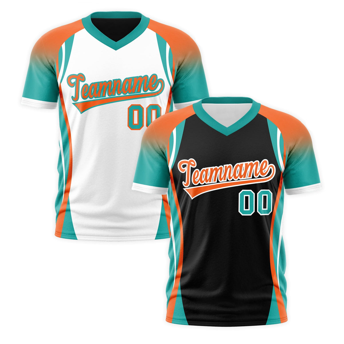 Custom Black Orange Aqua Reversible Wrinkle-Resistant T-shirt| KXKSHOP