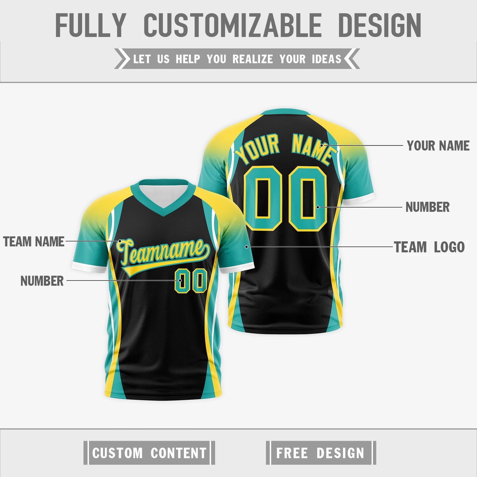 Custom Black Gold Aqua Reversible Breathable T-shirt| KXKSHOP
