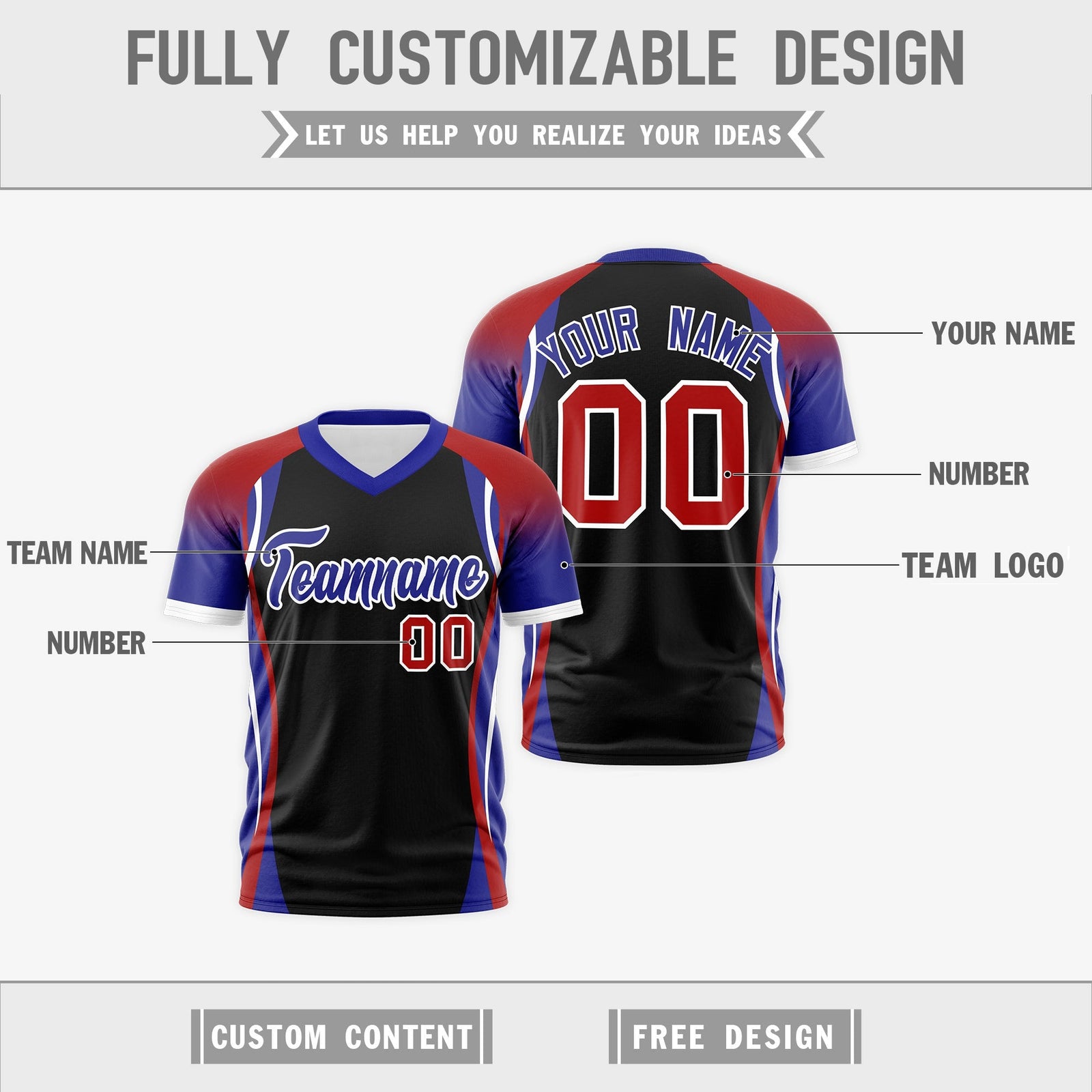 Custom Black Red Royal Blue Reversible Breathable T-shirt| KXKSHOP