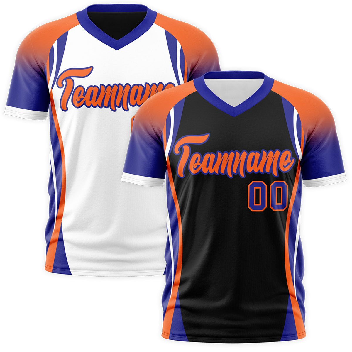 Custom Black Orange Royal Blue Reversible Wrinkle-Resistant T-shirt| KXKSHOP