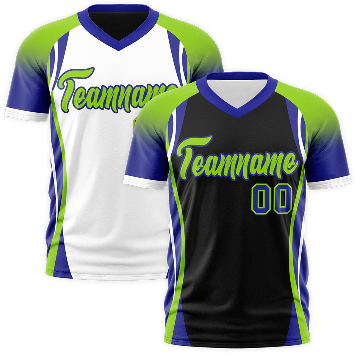 Custom Black Neon Green Royal Blue Reversible Breathable T-shirt| KXKSHOP