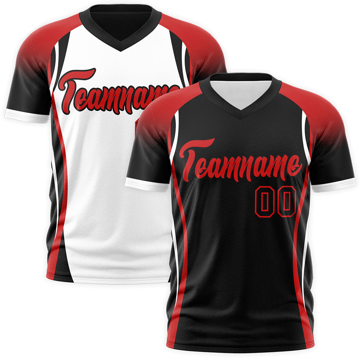 Custom Black Red White Reversible Wrinkle-Resistant T-shirt| KXKSHOP