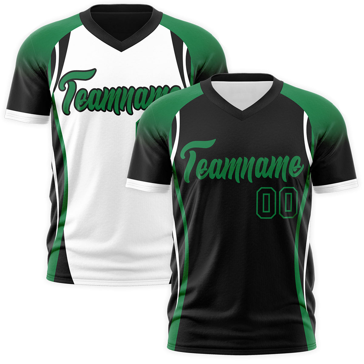 Custom Black Kelly Green White Reversible Breathable T-shirt| KXKSHOP