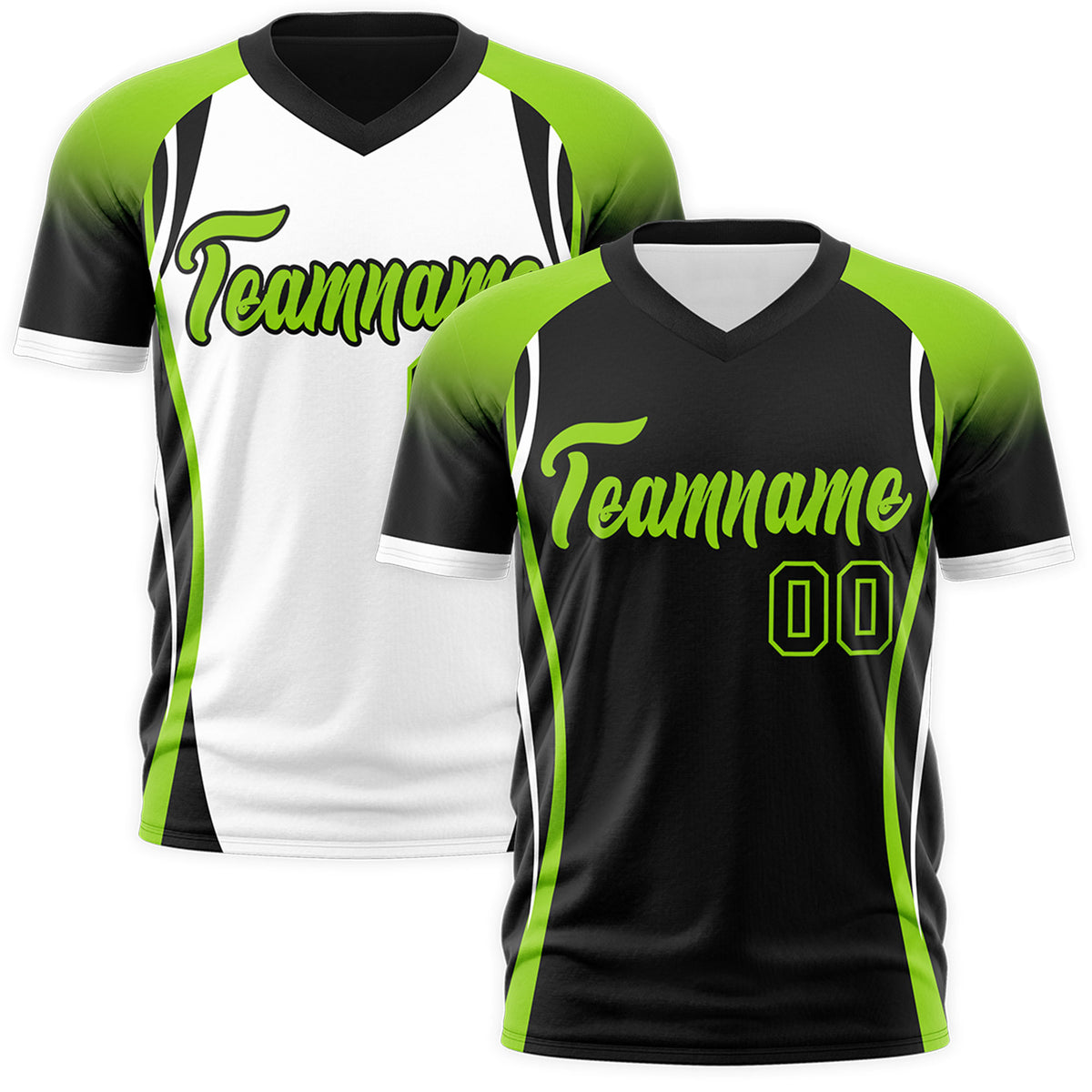 Custom Black Neon Green White Reversible Wrinkle-Resistant T-shirt| KXKSHOP