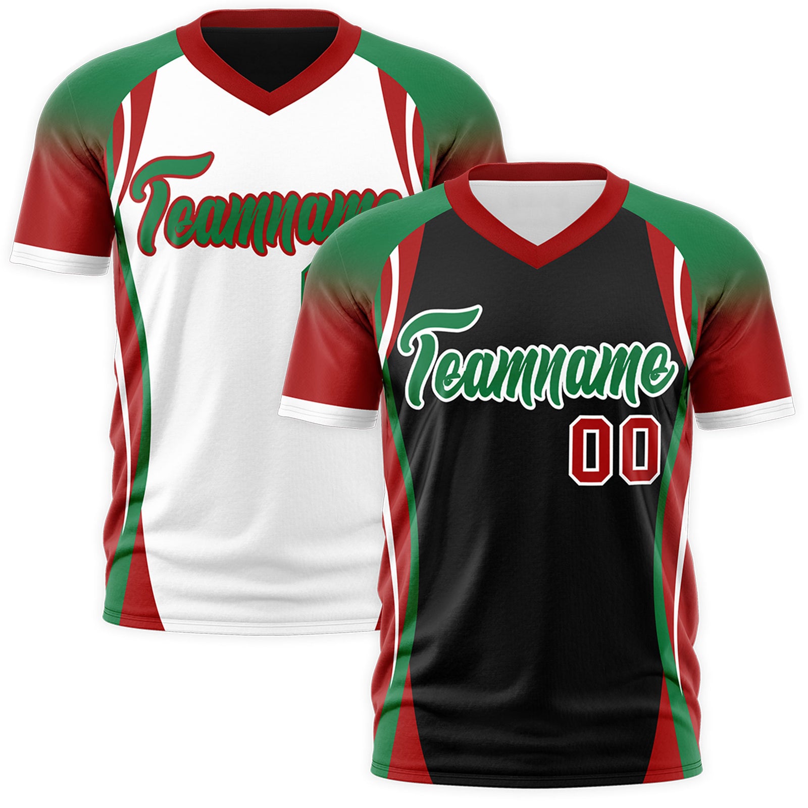 Custom Black Kelly Green Red Reversible Wrinkle-Resistant T-shirt| KXKSHOP