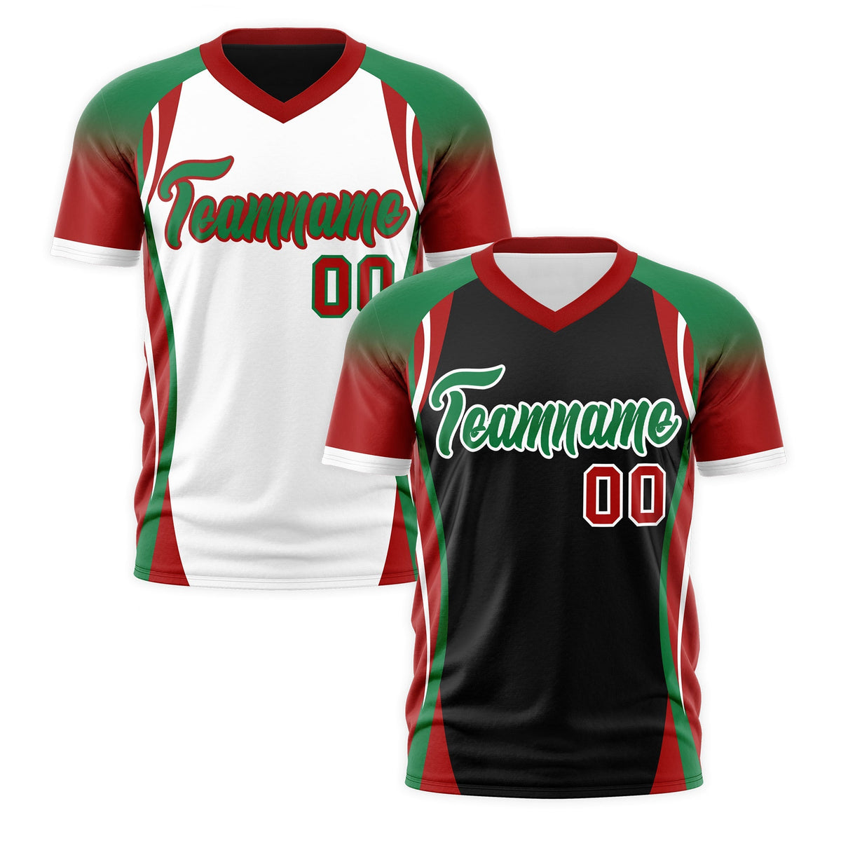 Custom Black Kelly Green Red Reversible Wrinkle-Resistant T-shirt| KXKSHOP